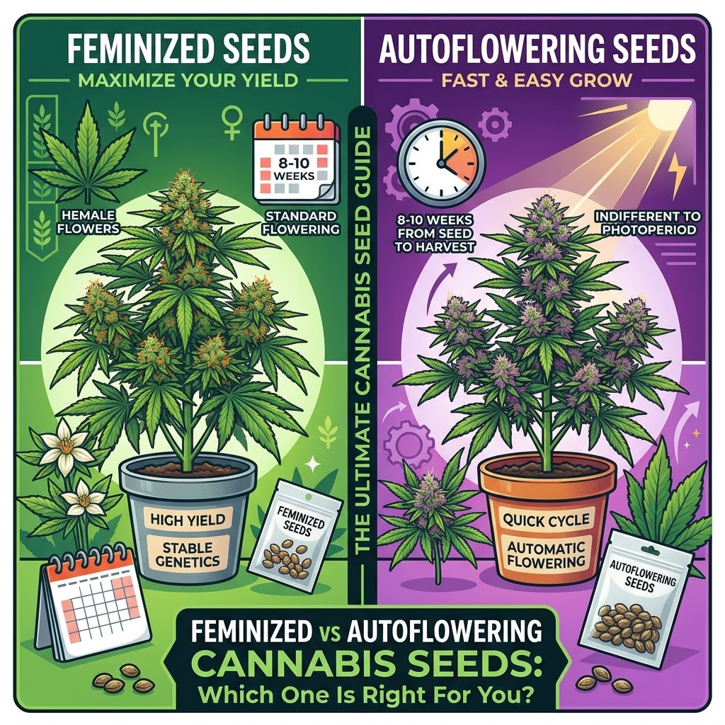 Feminisierte Samen vs. Autoflowering-Samen: Der große Vergleich