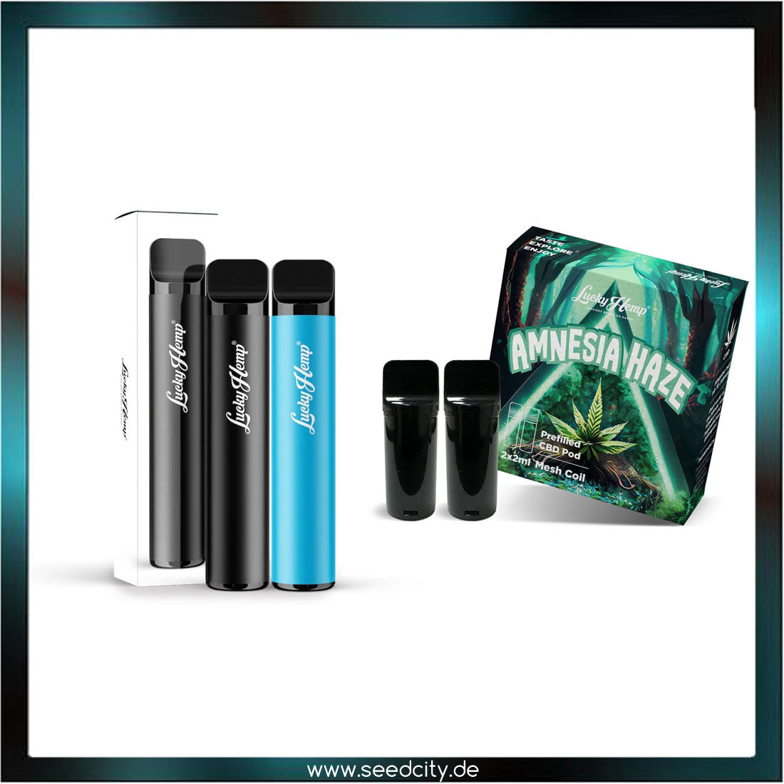 Lucky Hemp - Vape Batterie + 2 Pods Amnesia Haze