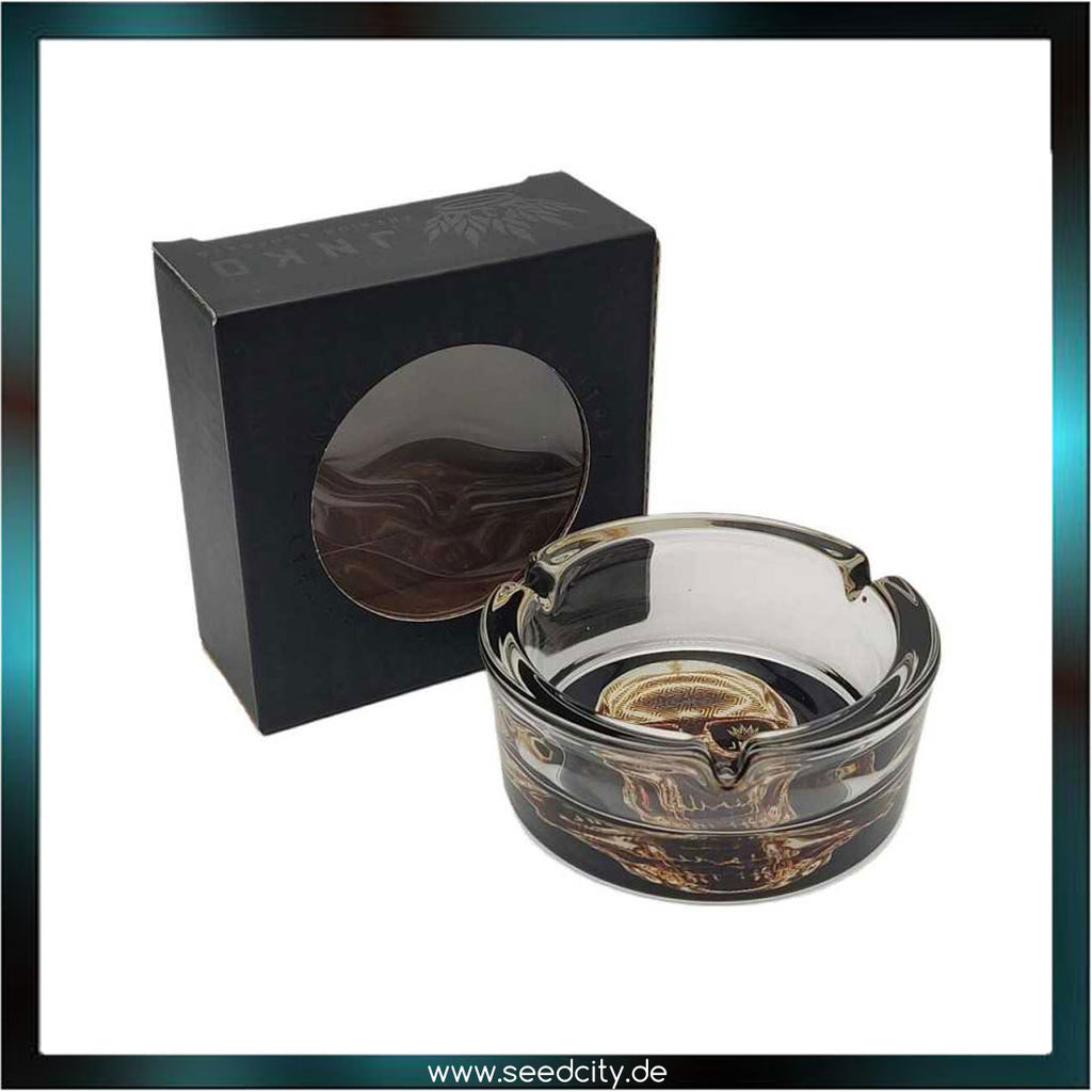 JNKO - Aschenbecher aus Glas - Rund ⌀10cm - Golden Skull