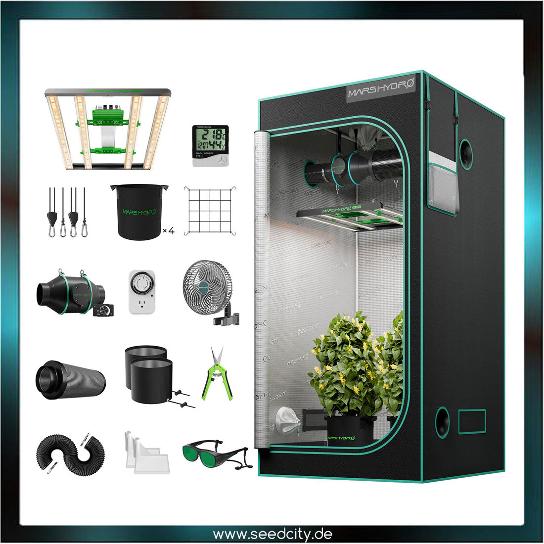 MARS HYDRO - FC-E3000 LED 300W Growbox Komplettset - 100x100x180cm