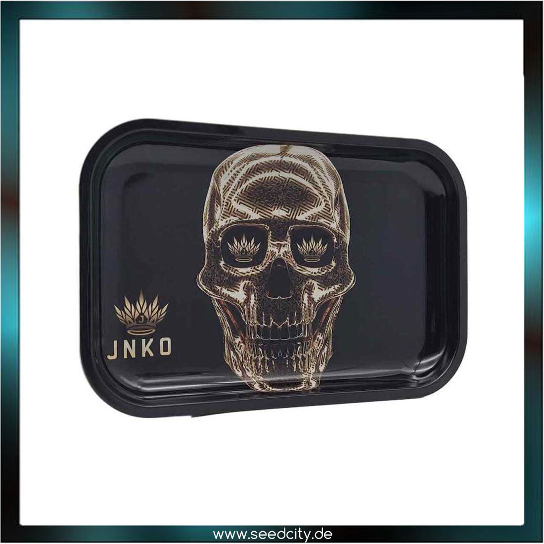 JNKO - Rolling Tray XXL - 29x19cm - Luxus Kunstserie - Golden Skull
