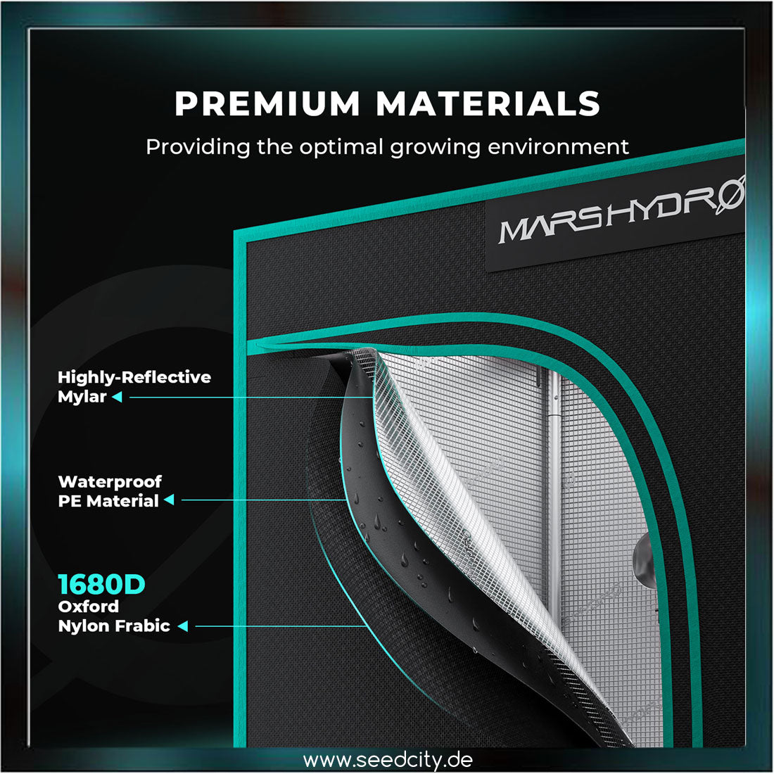 MARS HYDRO - FC-E3000 LED 300W Growbox Komplettset - 100x100x180cm