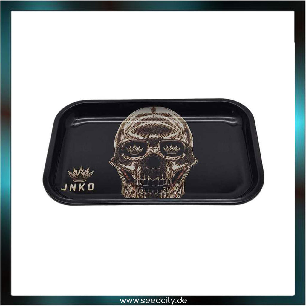 JNKO - Rolling Tray XXL - 29x19cm - Luxus Kunstserie - Golden Skull