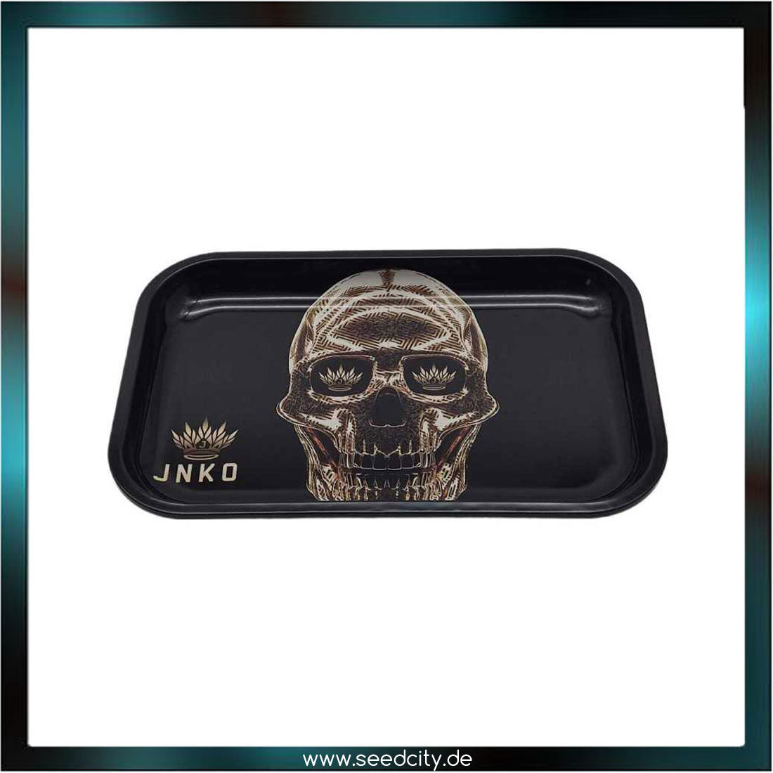 JNKO - Rolling Tray XXL - 29x19cm - Luxus Kunstserie - Golden Skull