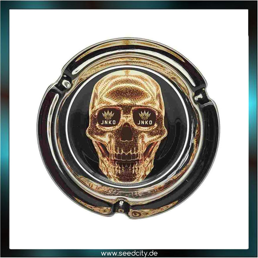JNKO - Aschenbecher aus Glas - Rund ⌀10cm - Golden Skull