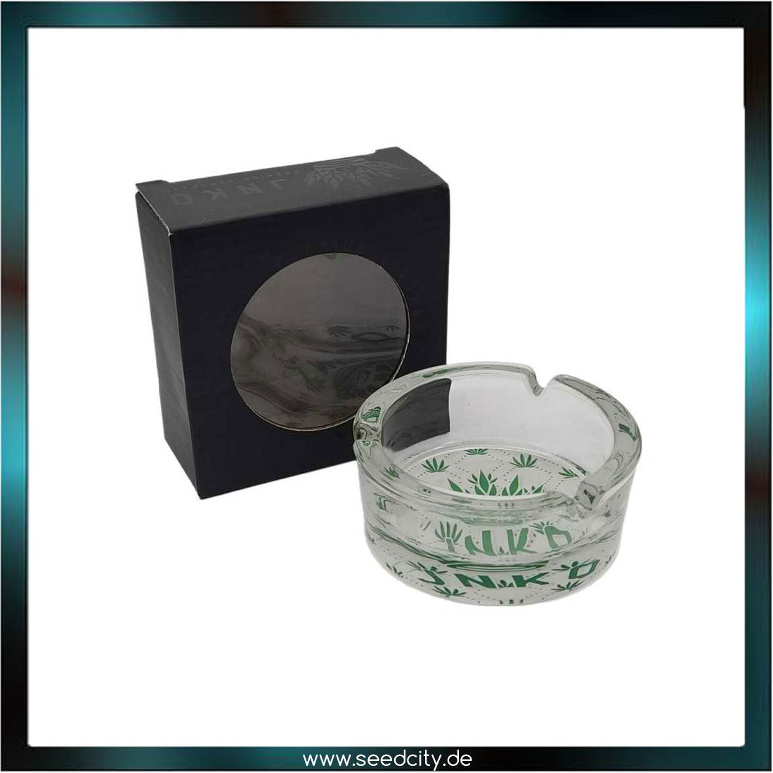 JNKO - Aschenbecher aus Glas - Rund ⌀10cm - Marihuana Serie 5 - Unkrautblätter
