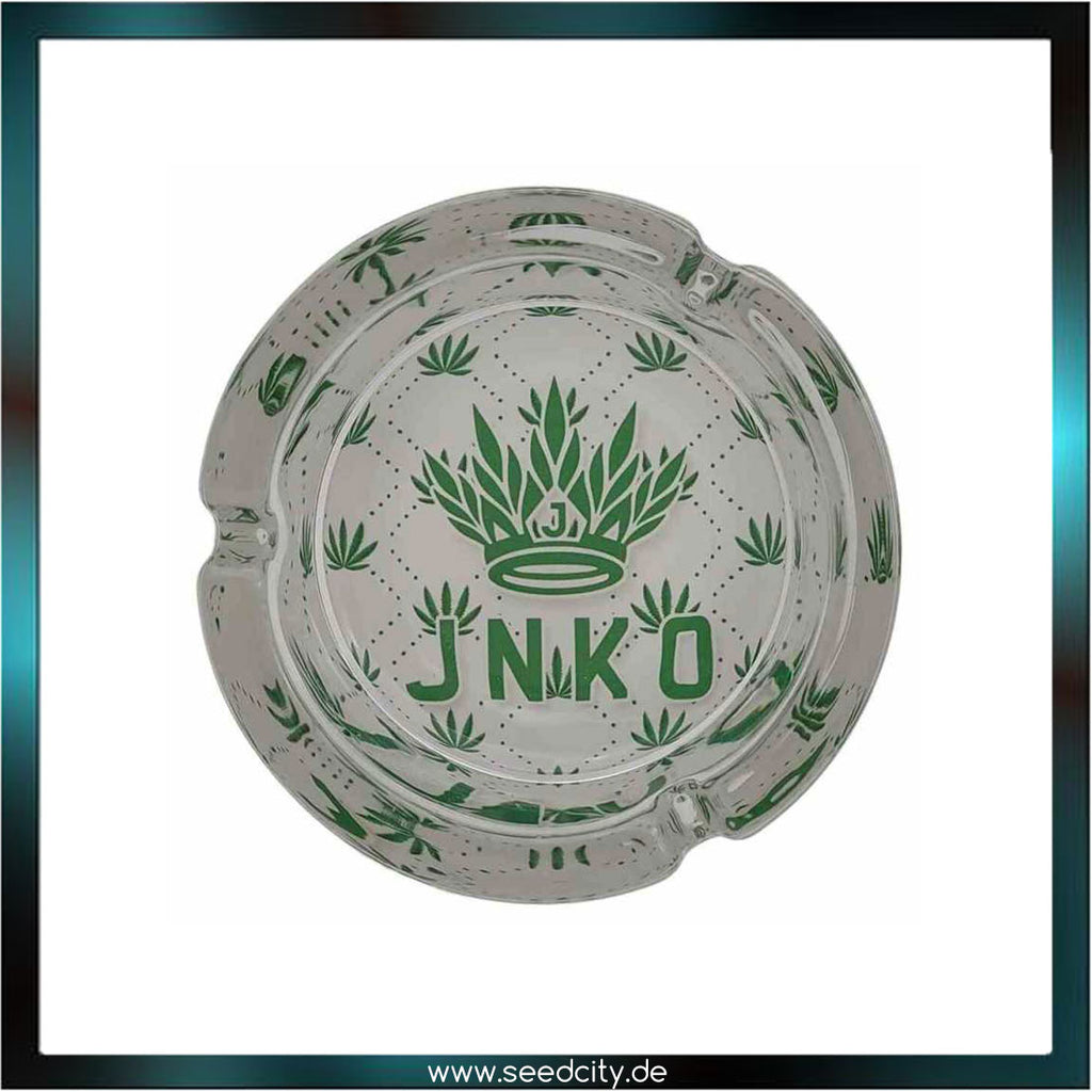 JNKO - Aschenbecher aus Glas - Rund ⌀10cm - Marihuana Serie 5 - Unkrautblätter