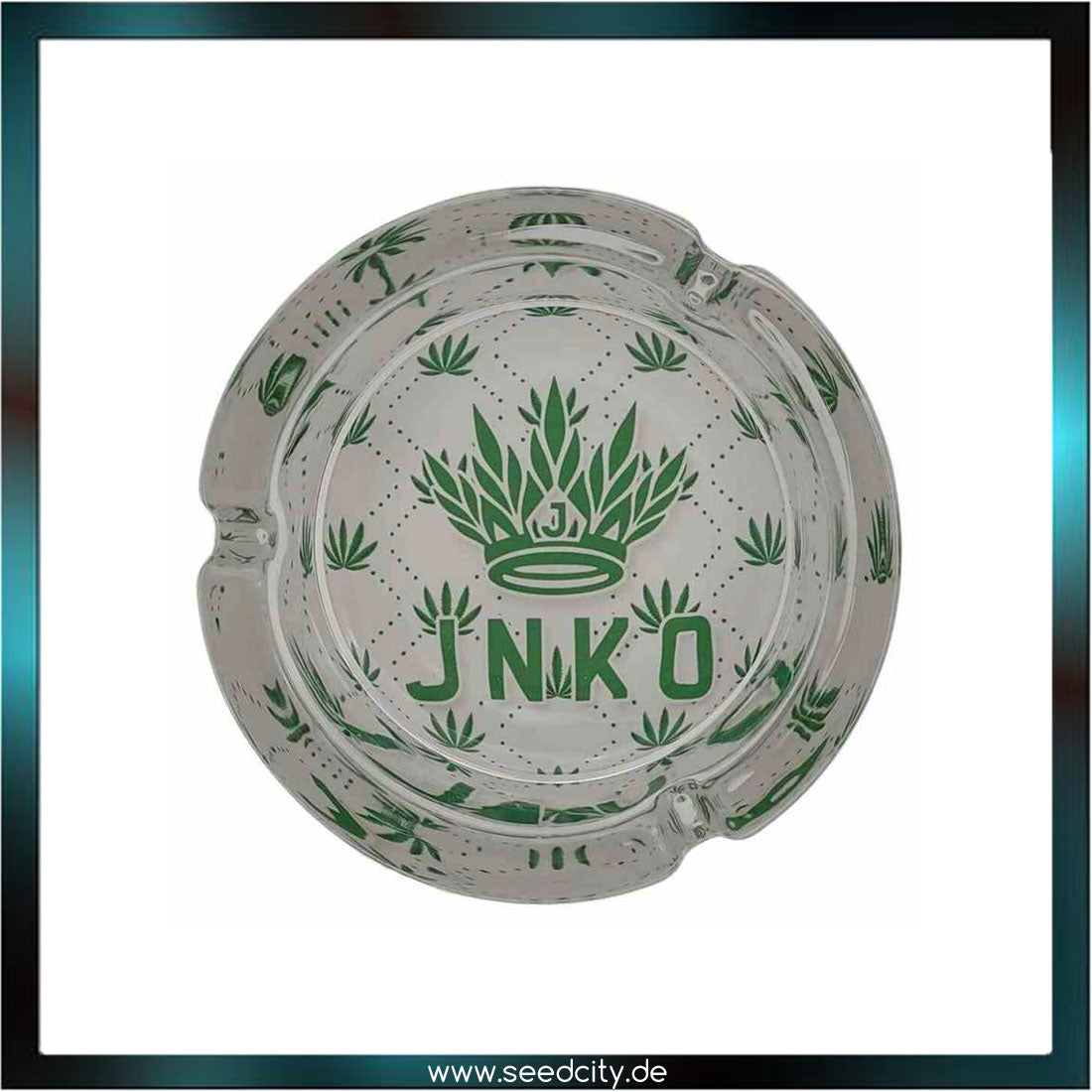 JNKO - Aschenbecher aus Glas - Rund ⌀10cm - Marihuana Serie 5 - Unkrautblätter