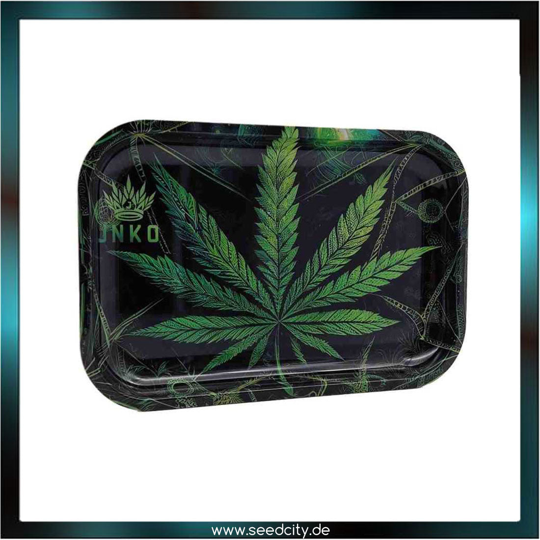JNKO - Rolling Tray XXL - 29x19cm - Psychedelische Serie 5 - Cannabis Blatt