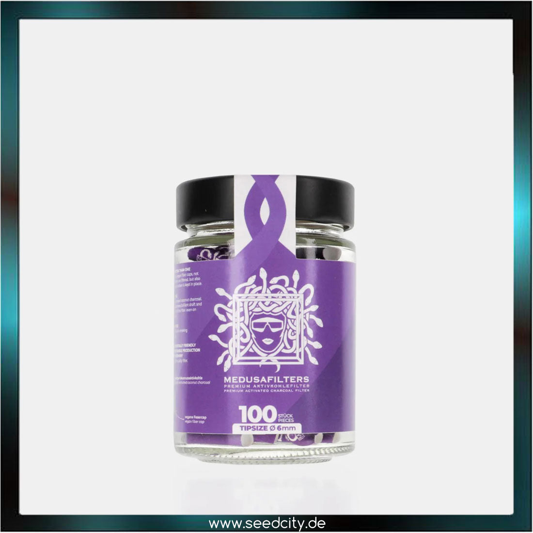MEDUSA Aktivkohlefilter - Slim Size 6mm - 100er Glas Violett