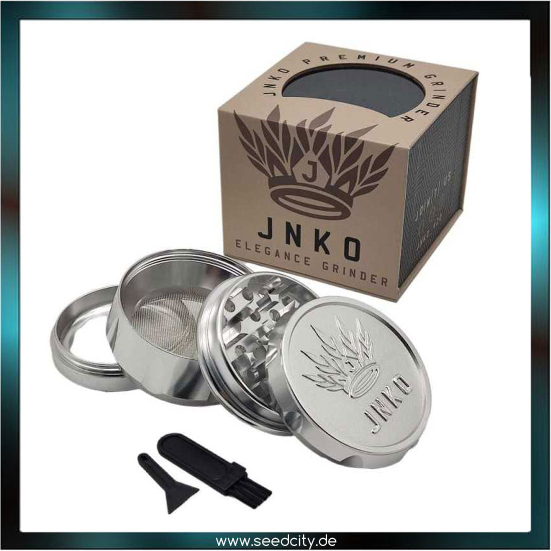 JNKO - GRINDER ELEGANCE XL 4-tlg. Silber- Aluminium 63mm