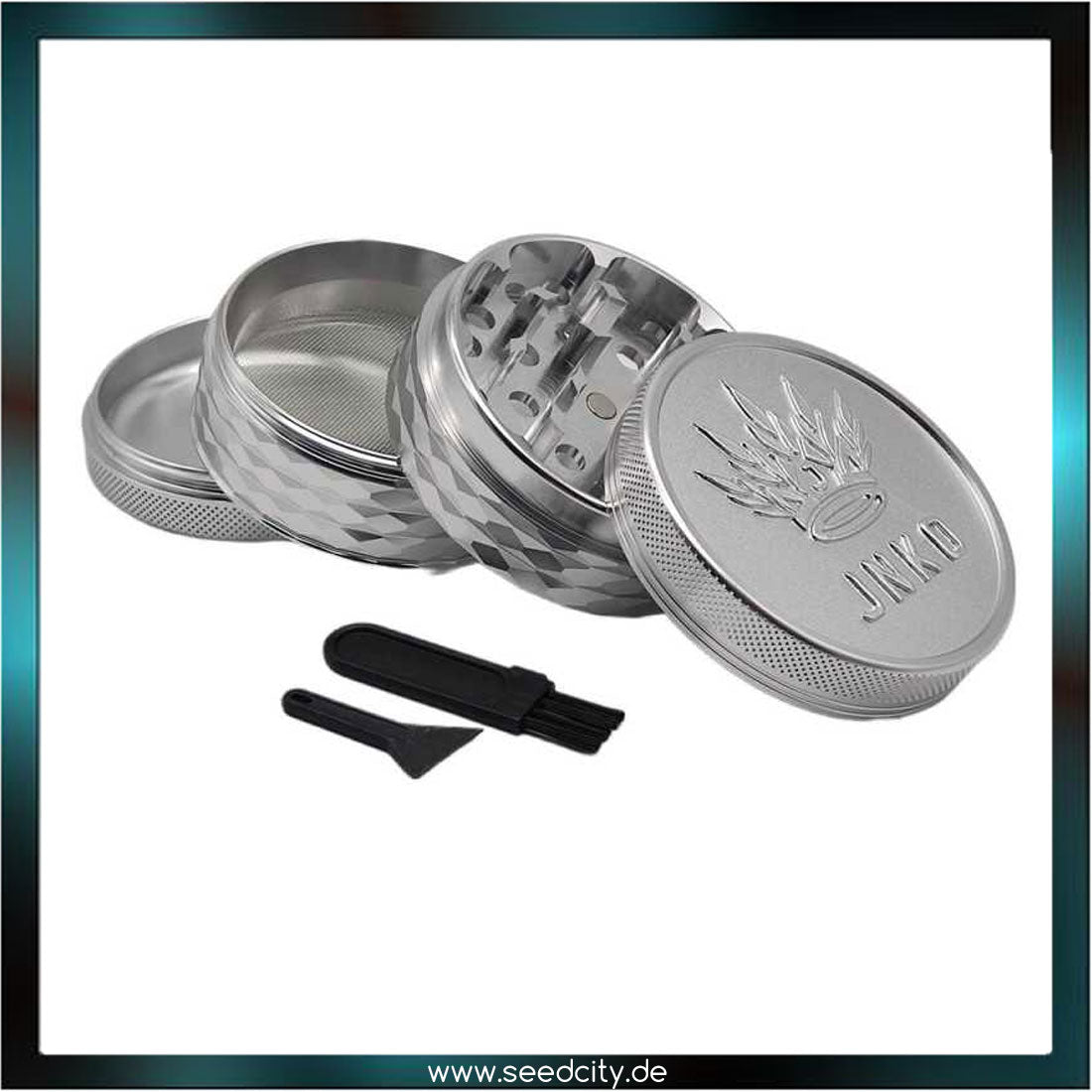 JNKO - GRINDER MAJESTIC XL 4-tlg. Silber - Aluminium 63mm