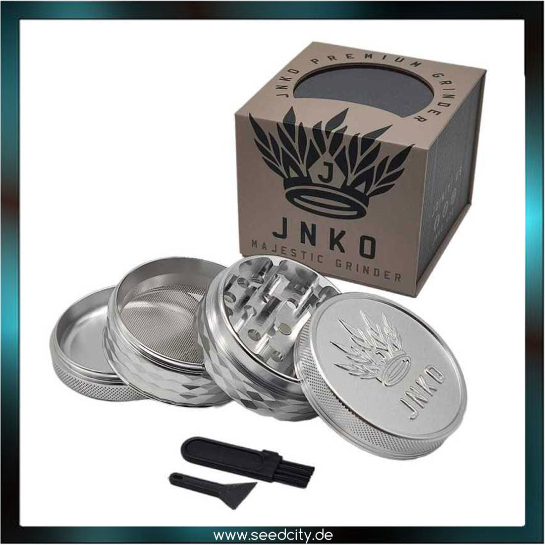 JNKO - GRINDER MAJESTIC XL 4-tlg. Silber - Aluminium 63mm