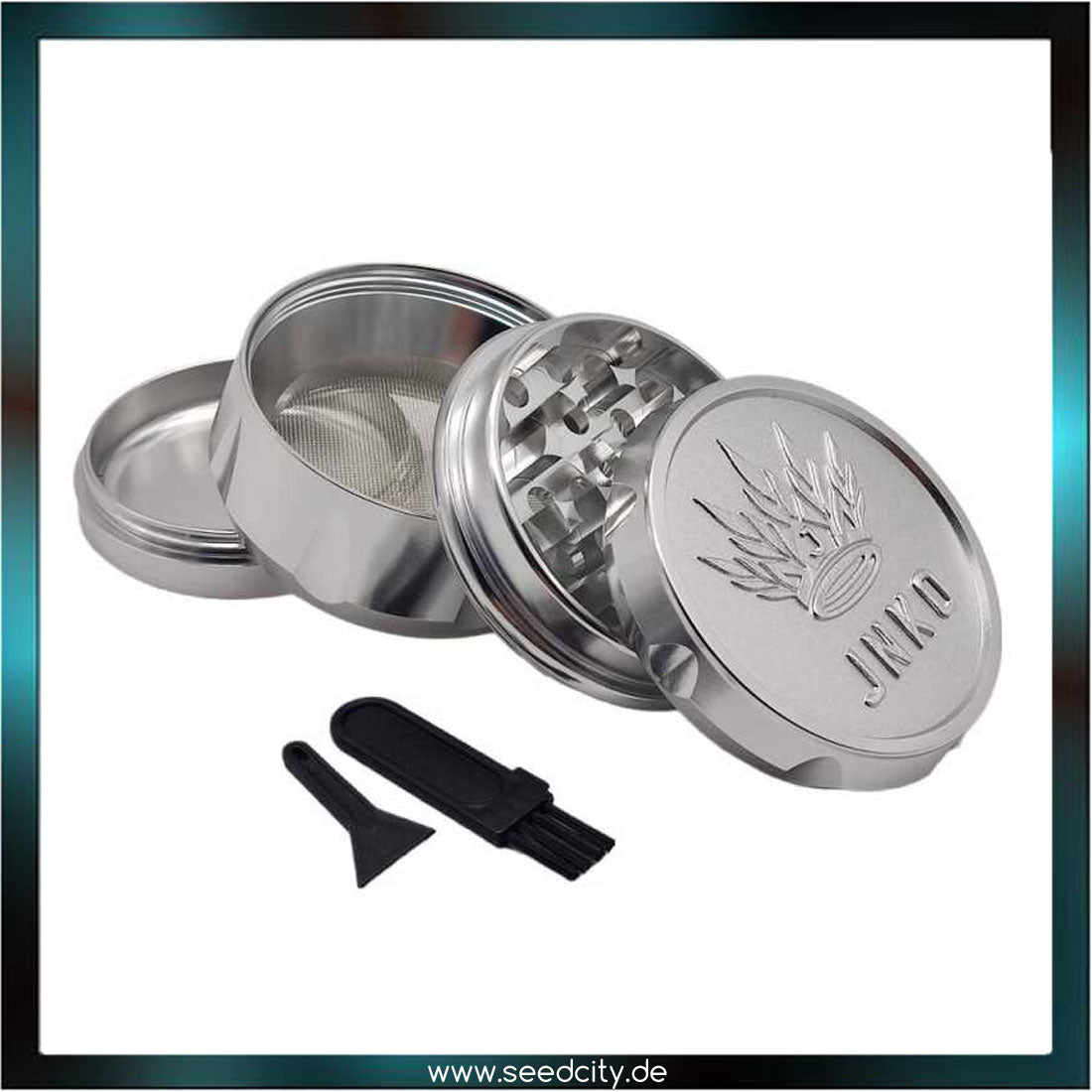 JNKO - GRINDER ELEGANCE XL 4-tlg. Silber- Aluminium 63mm